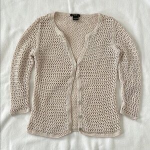 Eddie Bauer Cream Open Knit Cardigan